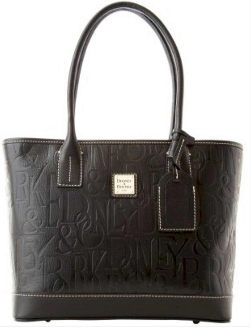 Dooney & Bourke EUC VTG Lexington Russell Black Leather Tote Embossed Pattern