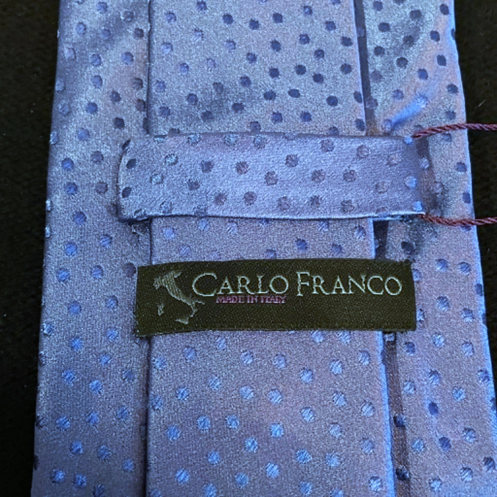Carlo Franco Dusty Blue Tonal Dot Jacquard XL 7-Fold Tie Handmade in Italy NWT