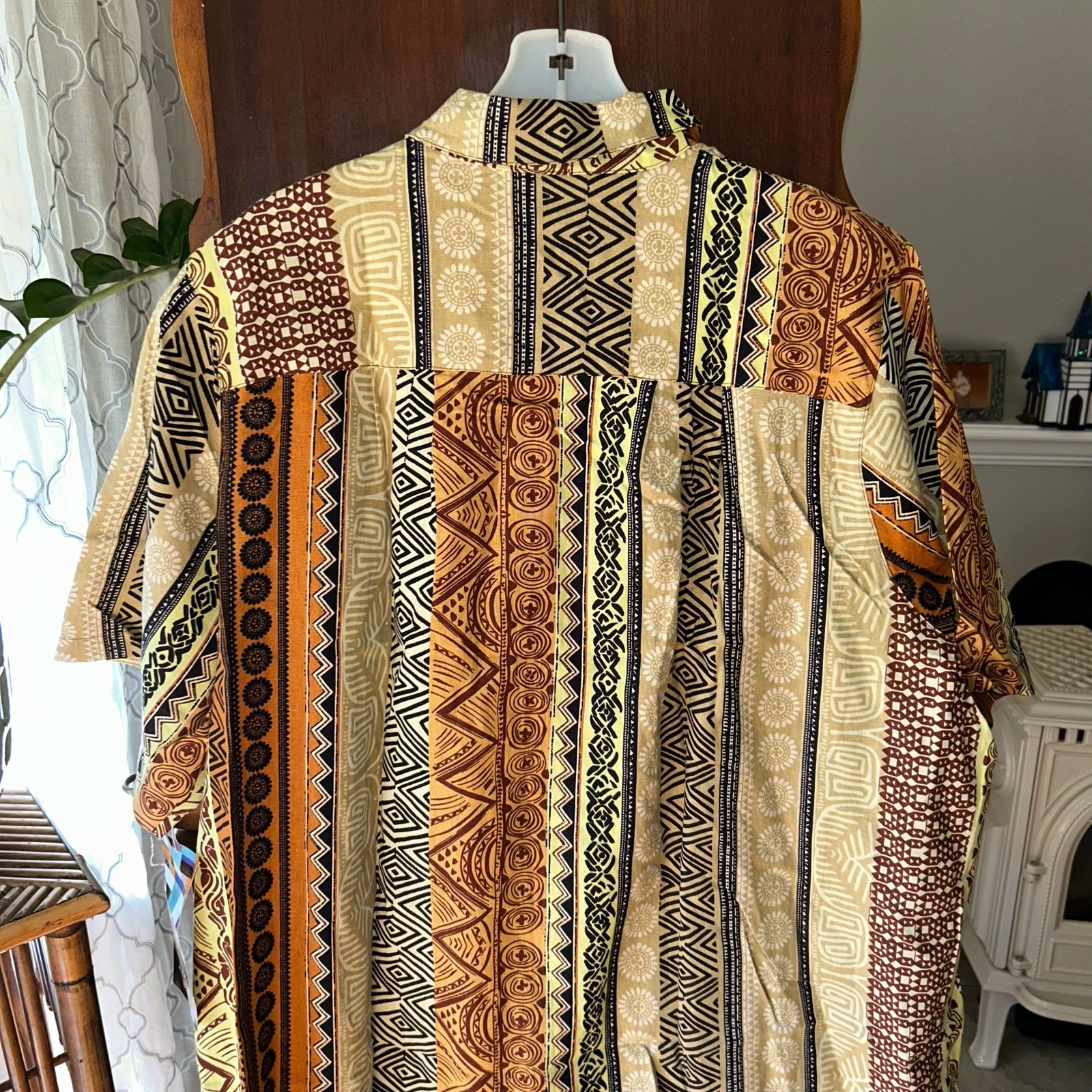 New! We Be Bop Tunic Top 2X Botswana Plus Boho Linen Button Up Tribal Safari