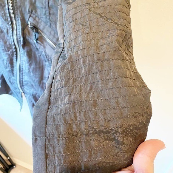 Unknown Moto Asymmetrical Zip Jacket Womens L Grey Good Quilted Nylon 50324NL