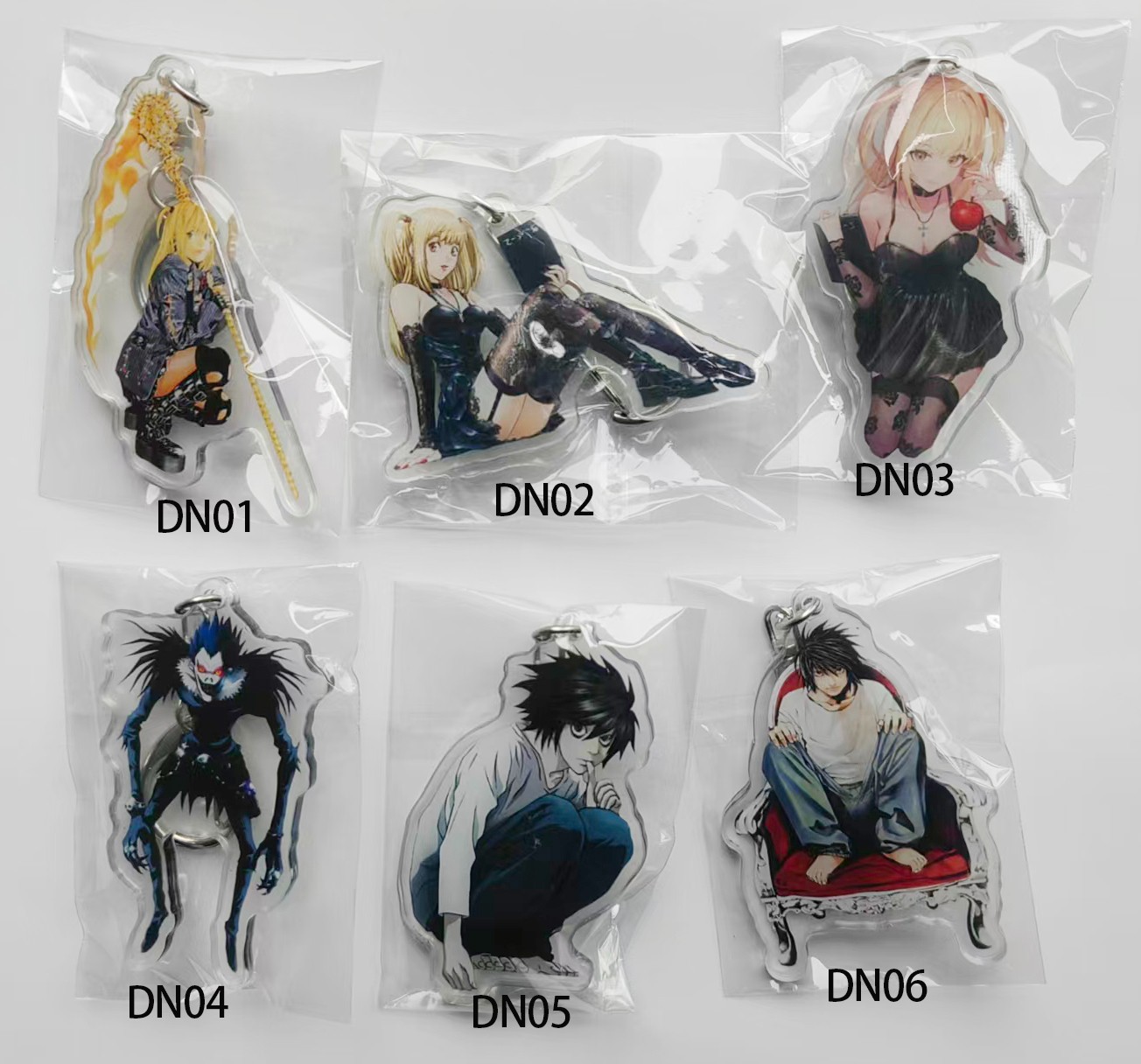 3PCS Death Note L RYUK Misa Amane Acrylic Keychains Key Charms You Pick