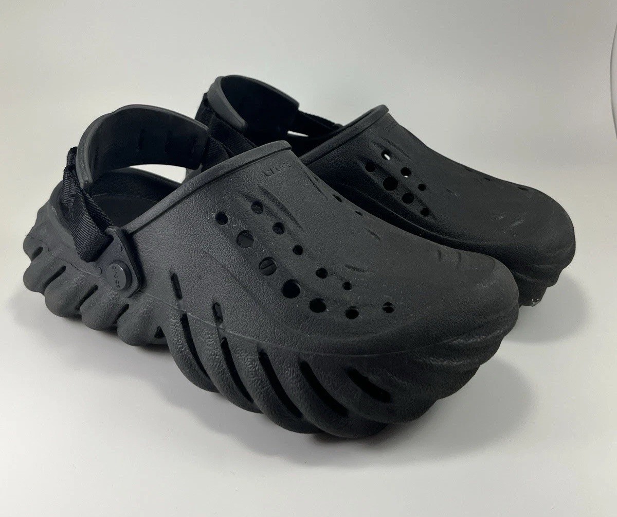 Crocs Echo Clog M 4 W 6 Black Streetwear Hype All Terrain Sandals Water Shoes