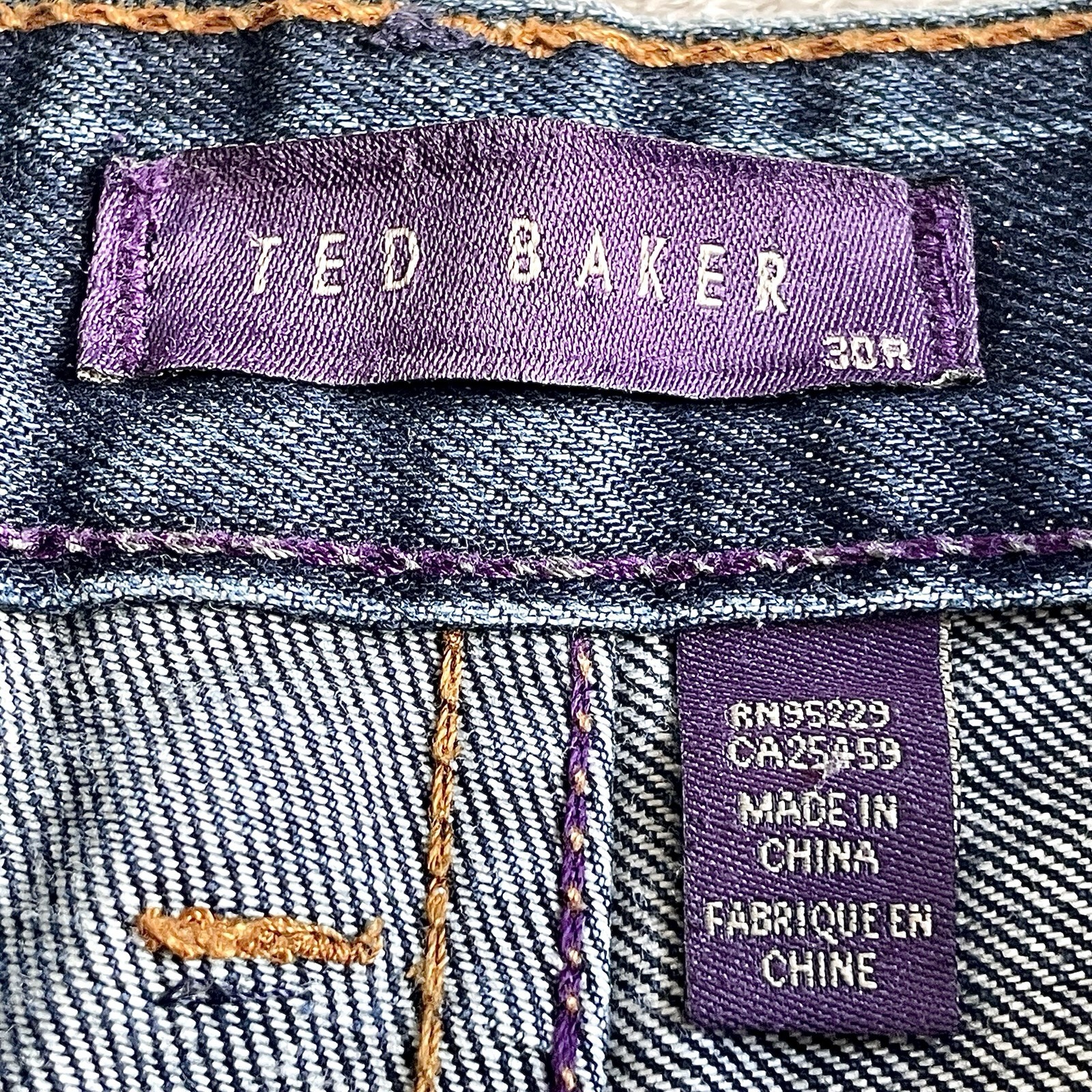 Ted Baker Tinned Sardines Denim Shorts Mens Waist 30 Blue Rolled Hem Preloved