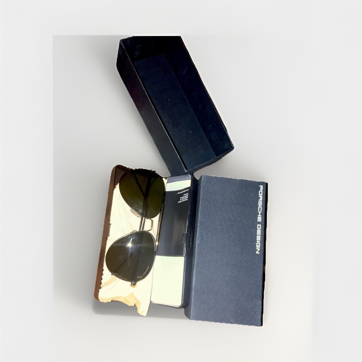 Porsche Design Men’s Aviator Sunglasses Silver Metal Frame Green Tinted Glass