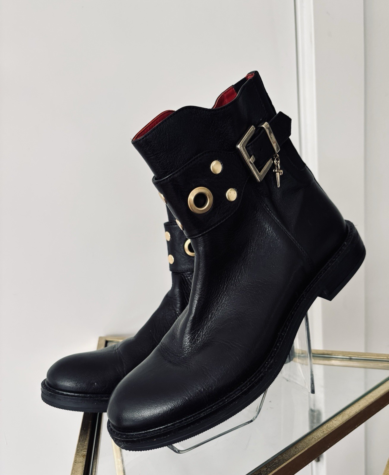 Cesare Paciotti black leather ankle boots size 37 women’s Made in Italy