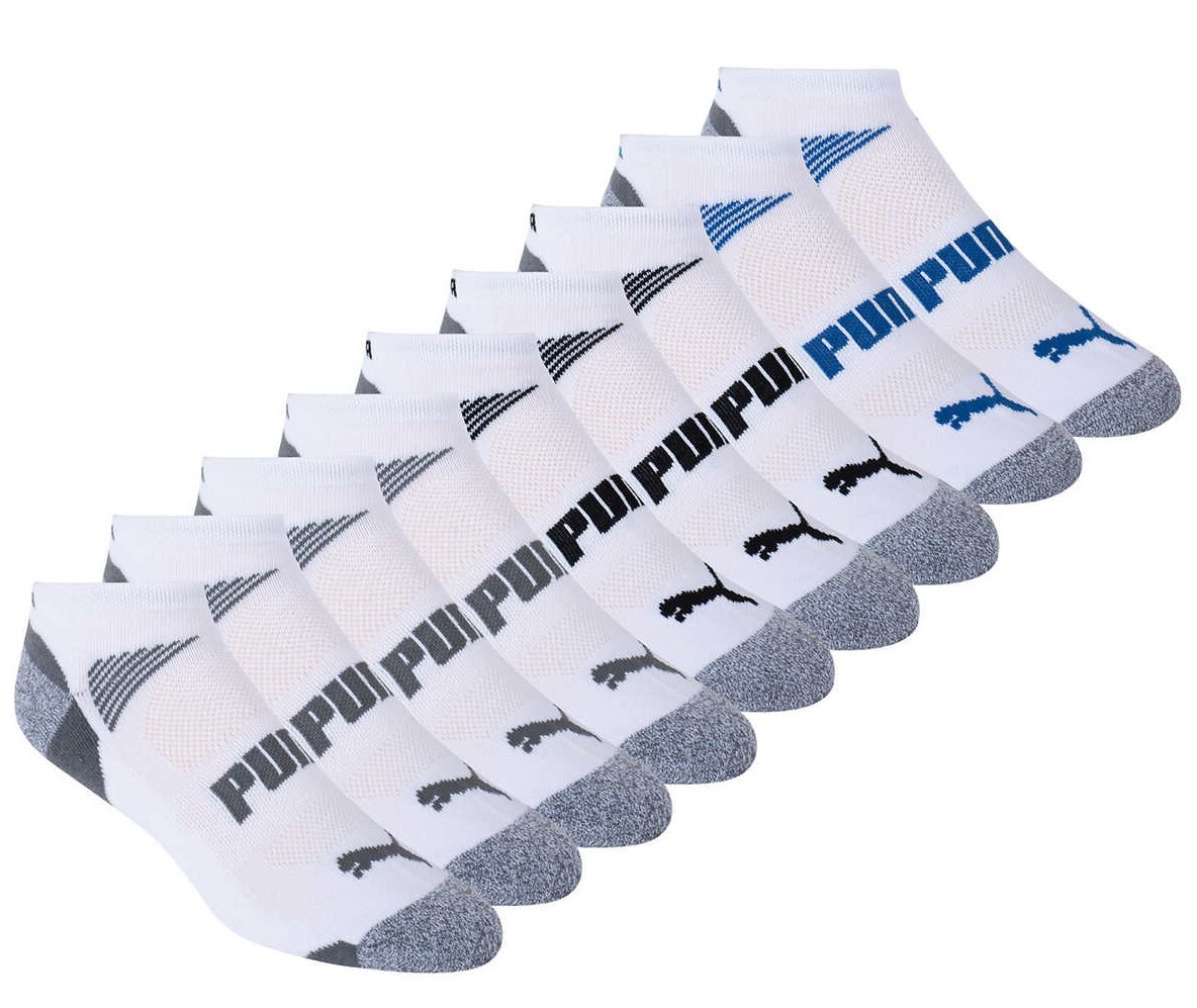10 Pairs – Puma Men’s No Show Low Cut Socks, WHITE Select Size