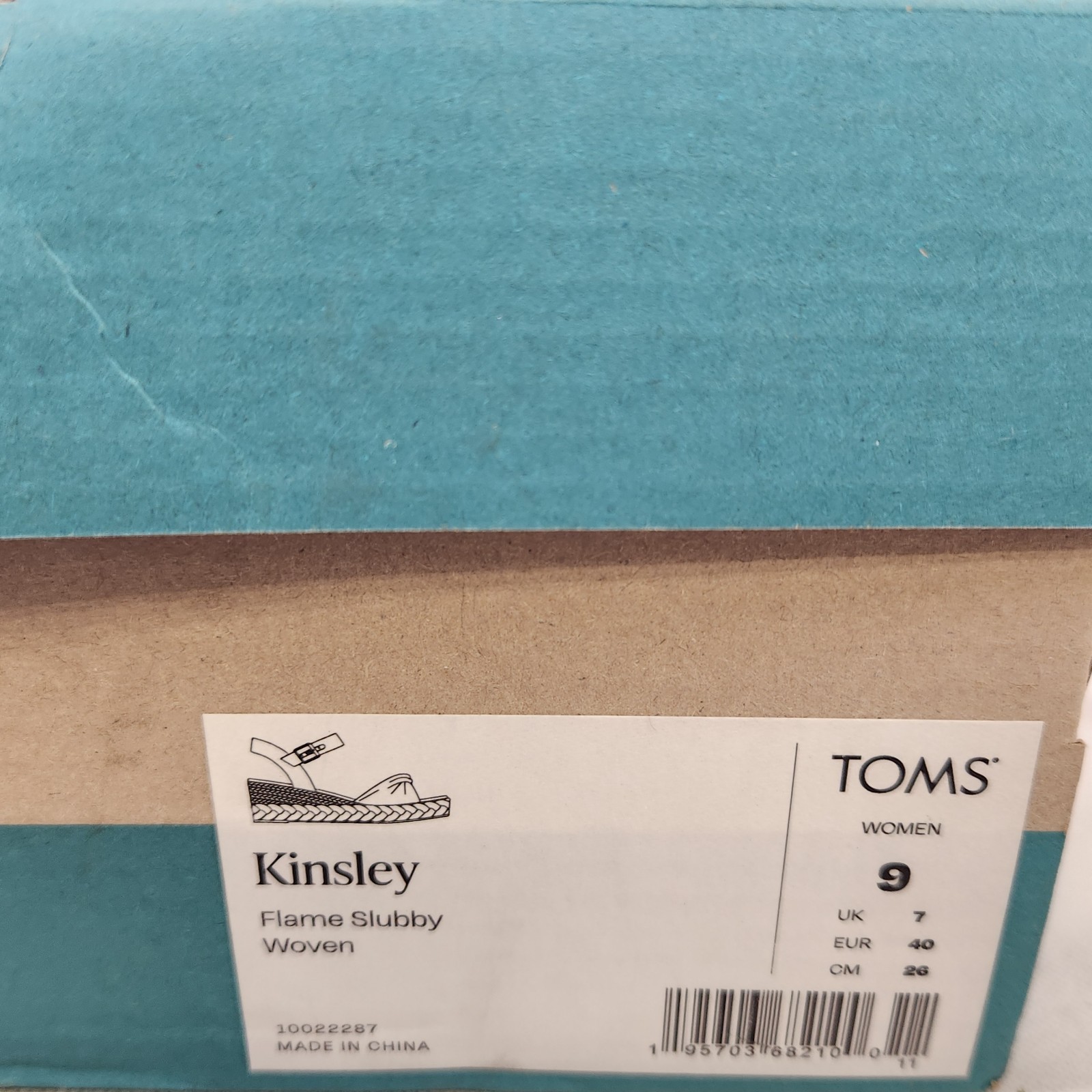 Size 9 – TOMS Kinsley – Flame Slubby Woven Bow Tow