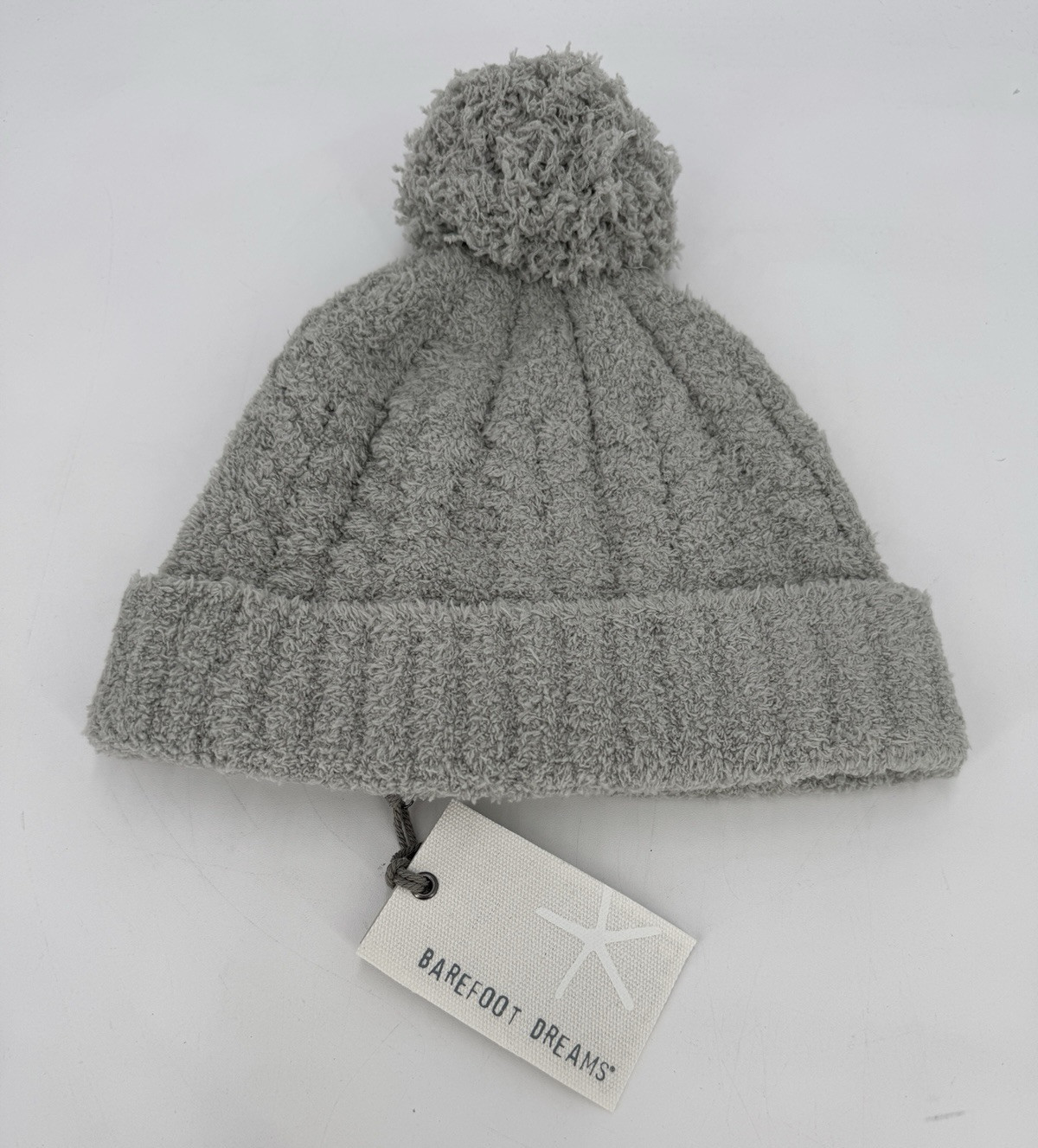 Barefoot Dreams Cozy Chic Pom Pom Beanie Sea Spray Blue NWT $55 Soft Plush Cozy