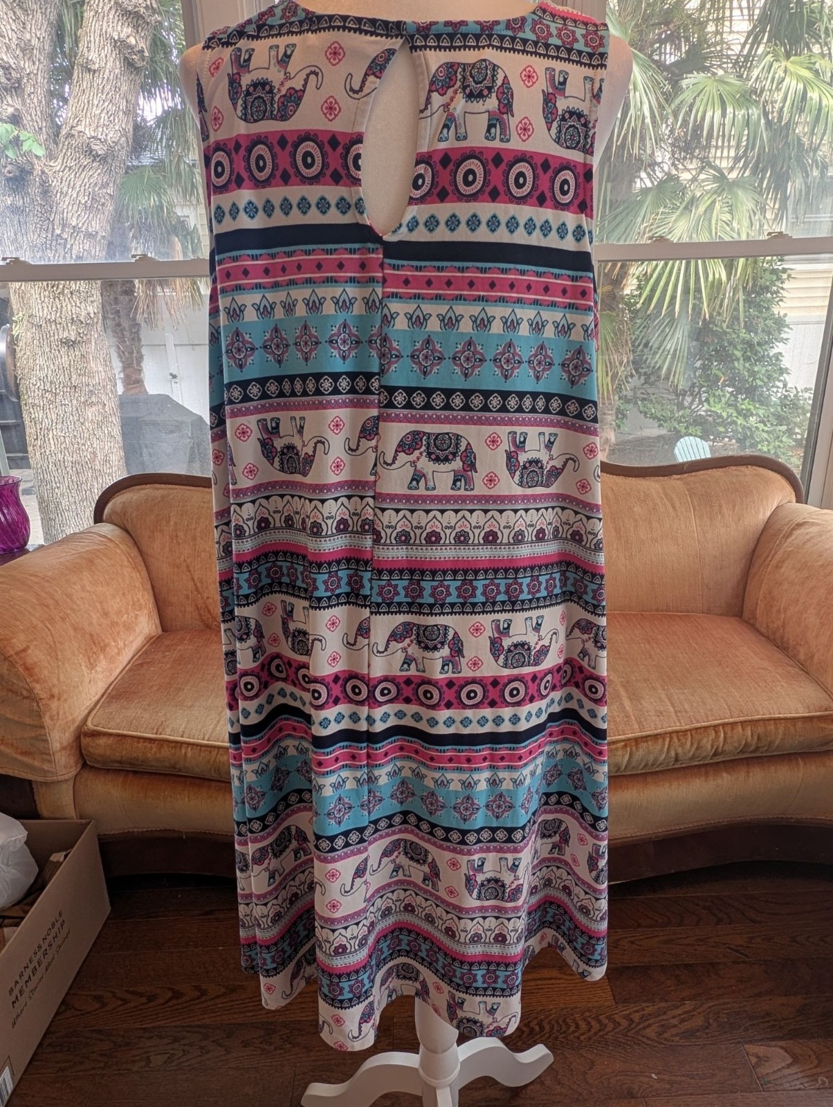 Bobbie Brooks Colorful Print Sleeveless Swing Dress Size 2X Bohemian Lagenlook