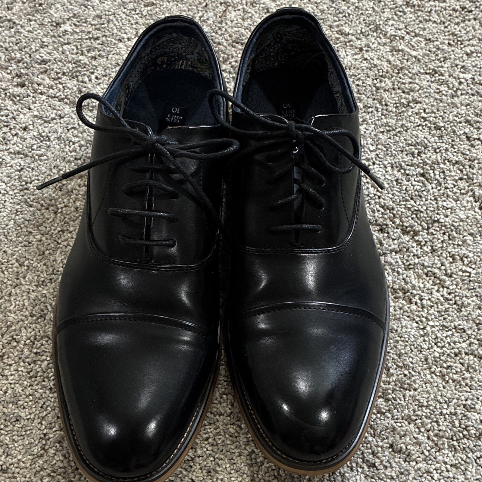 Bruno Marc Men’s Black Faux Leather Cap Toe Lace-Up Oxford Dress Shoes 10 M