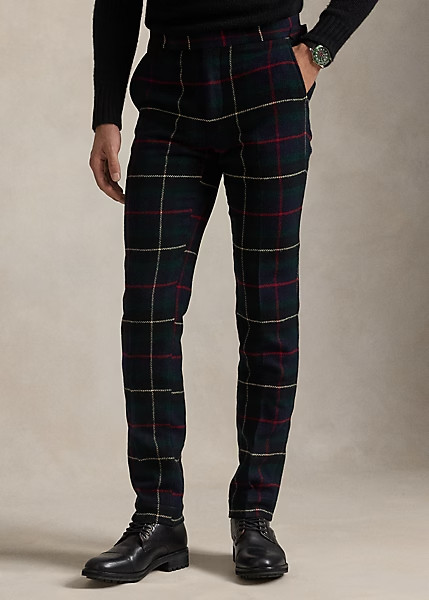 POLO Ralph Lauren Tailored Plaid Wool Suit, Velvet Collar, Size 38 R NWOT Italy