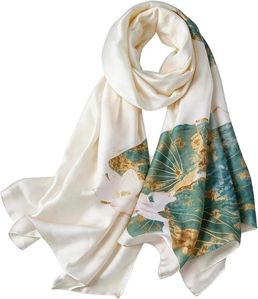 Large Silk Shawl Scarf for Women-Lightweight Satin Long Wrap Silky Fashion Neck