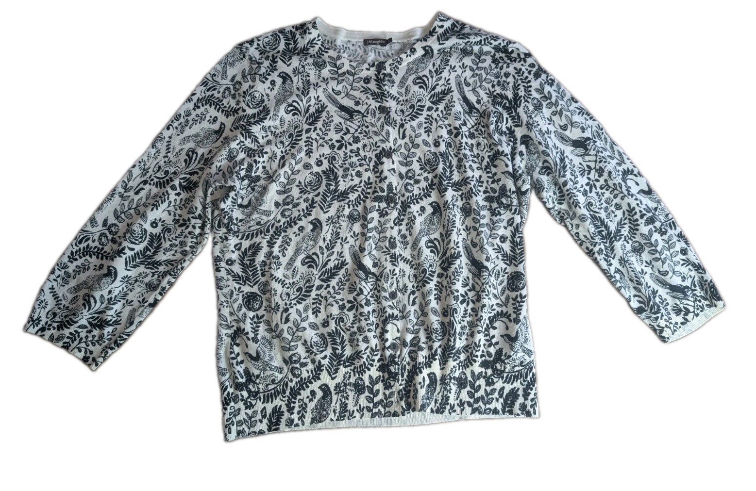 J. McLaughlin Bird Botanical Print Cardigan Sweater Women L Cottagecore…