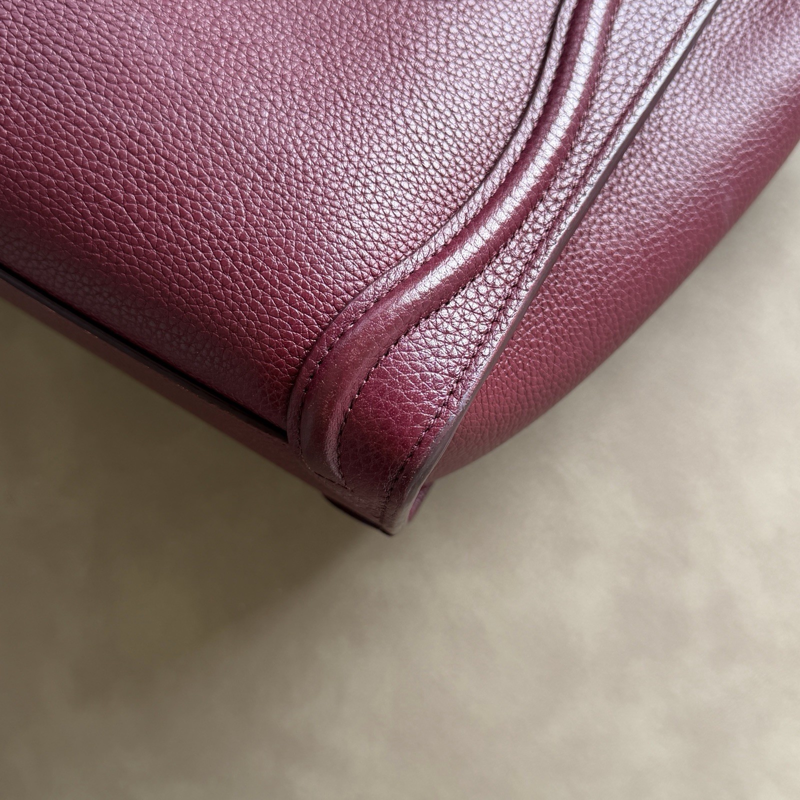 CELINE Luggage Nano Shopper Drummed Calfskin Leather Bordeaux Shoulder Bag 2WAY