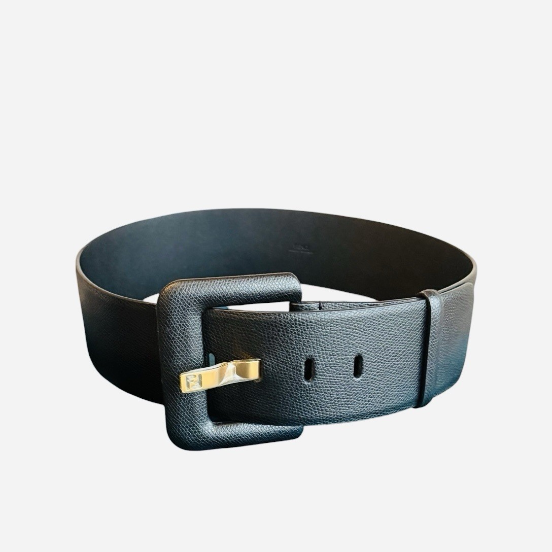 Fendi Forever Black Maxi Leather Belt Size 75cm/30in (Small) NWOT