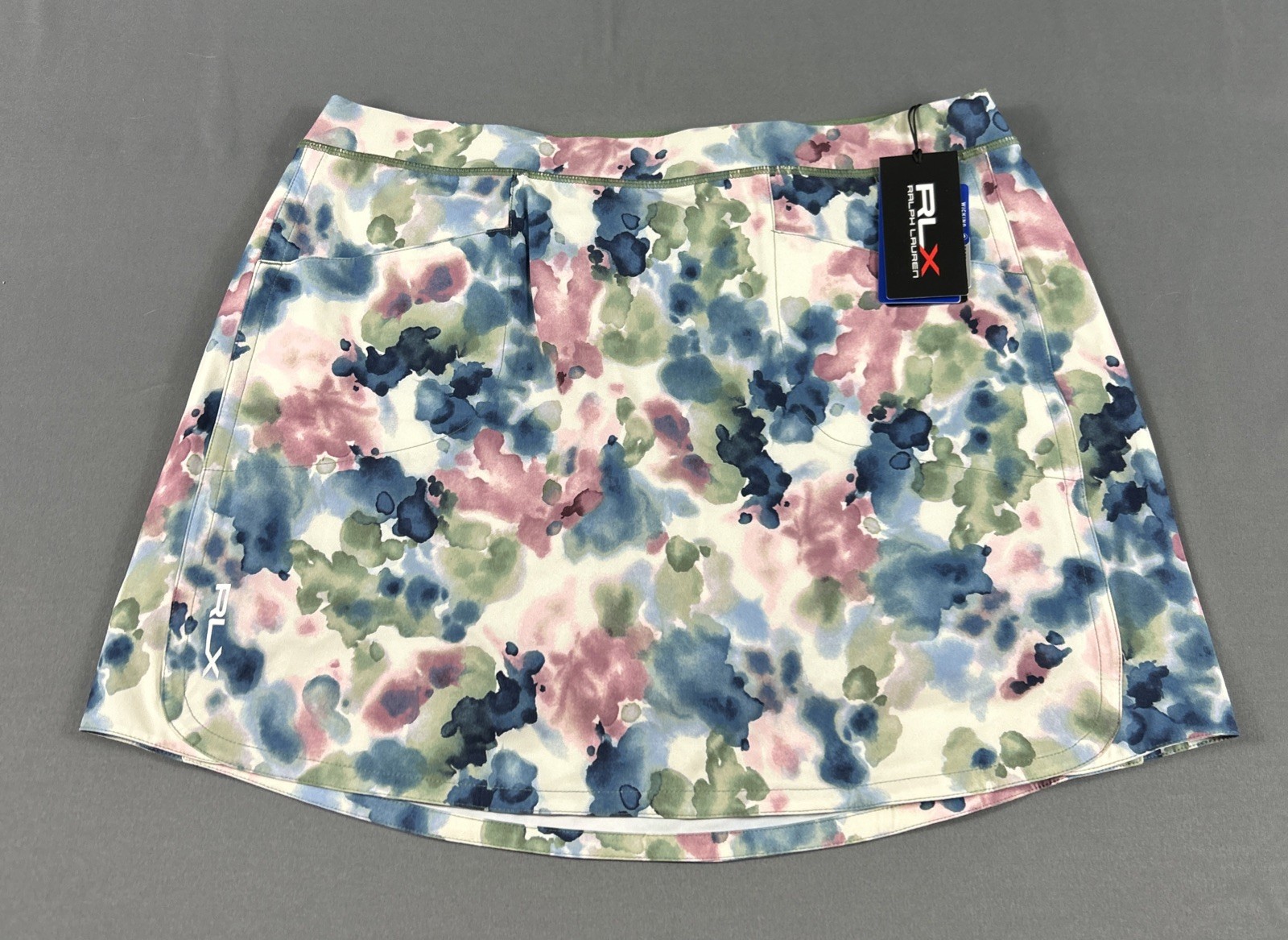RLX Golf Skort Ralph Lauren Womens Abstract Camo Print Large Polyester MSRP $148