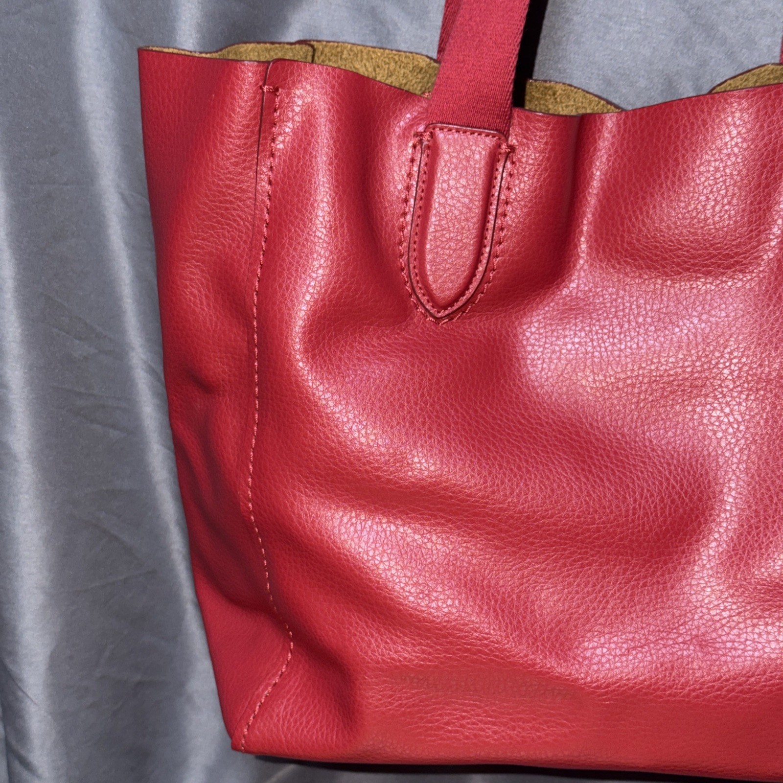 Coach Derby Tote Red Soft Pebbled Leather Shoulder Handbag