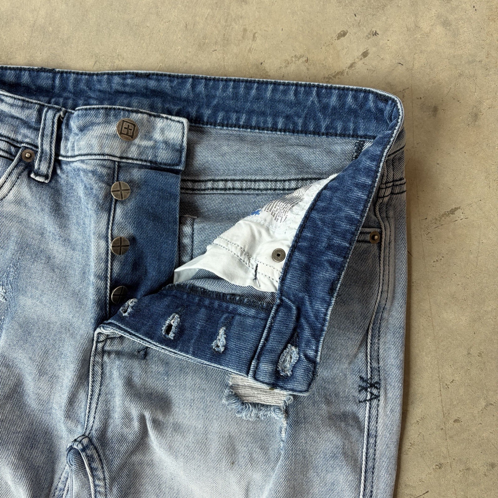 Ksubi Van Winkle Trashed Dreams Jeans Denim Distressed Skinny Light Wash 31×32
