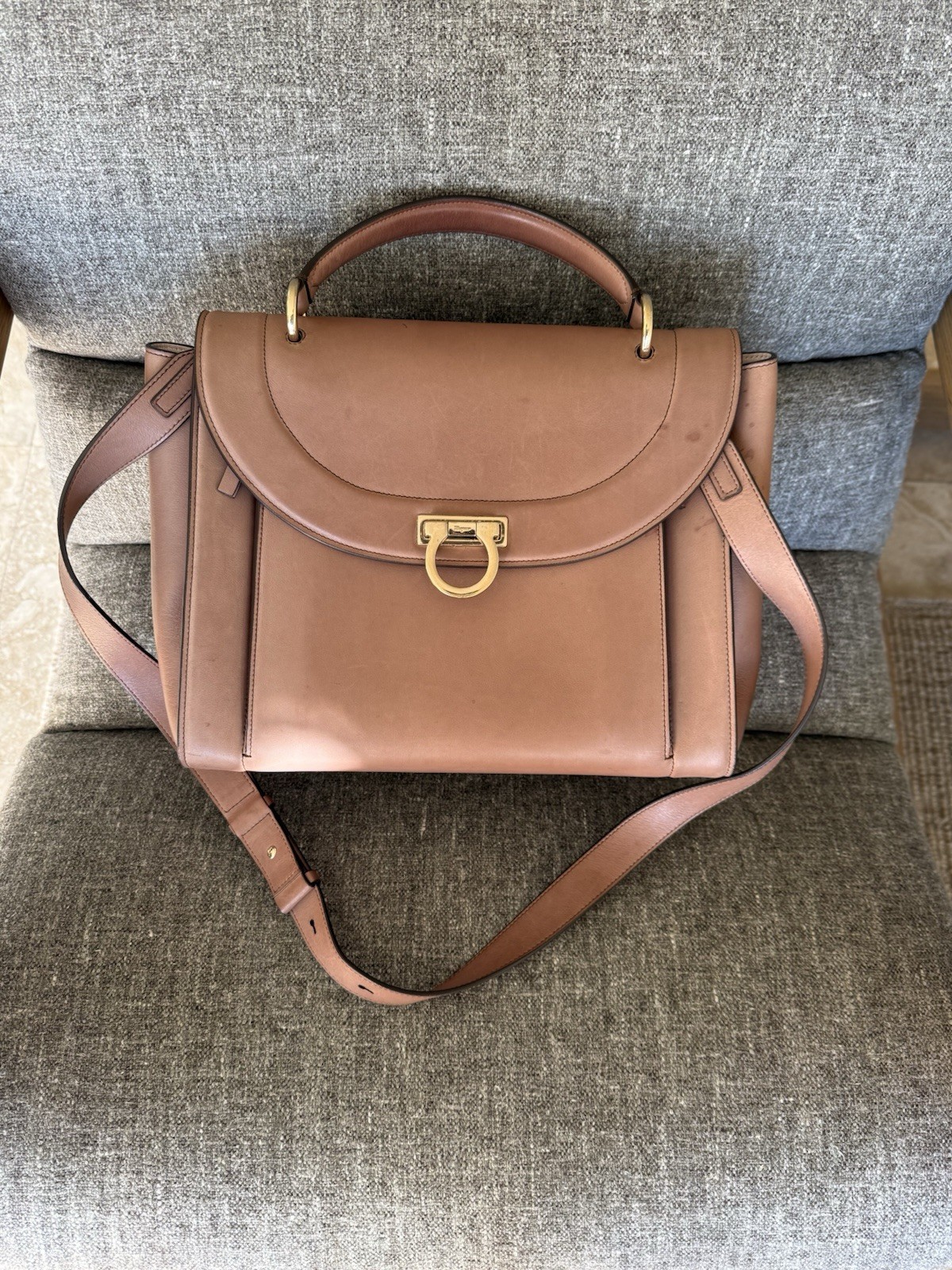 Salvatore Ferragamo Moka Calf “Jasmine FL Skin ” Bag, Handbag, 21-G880