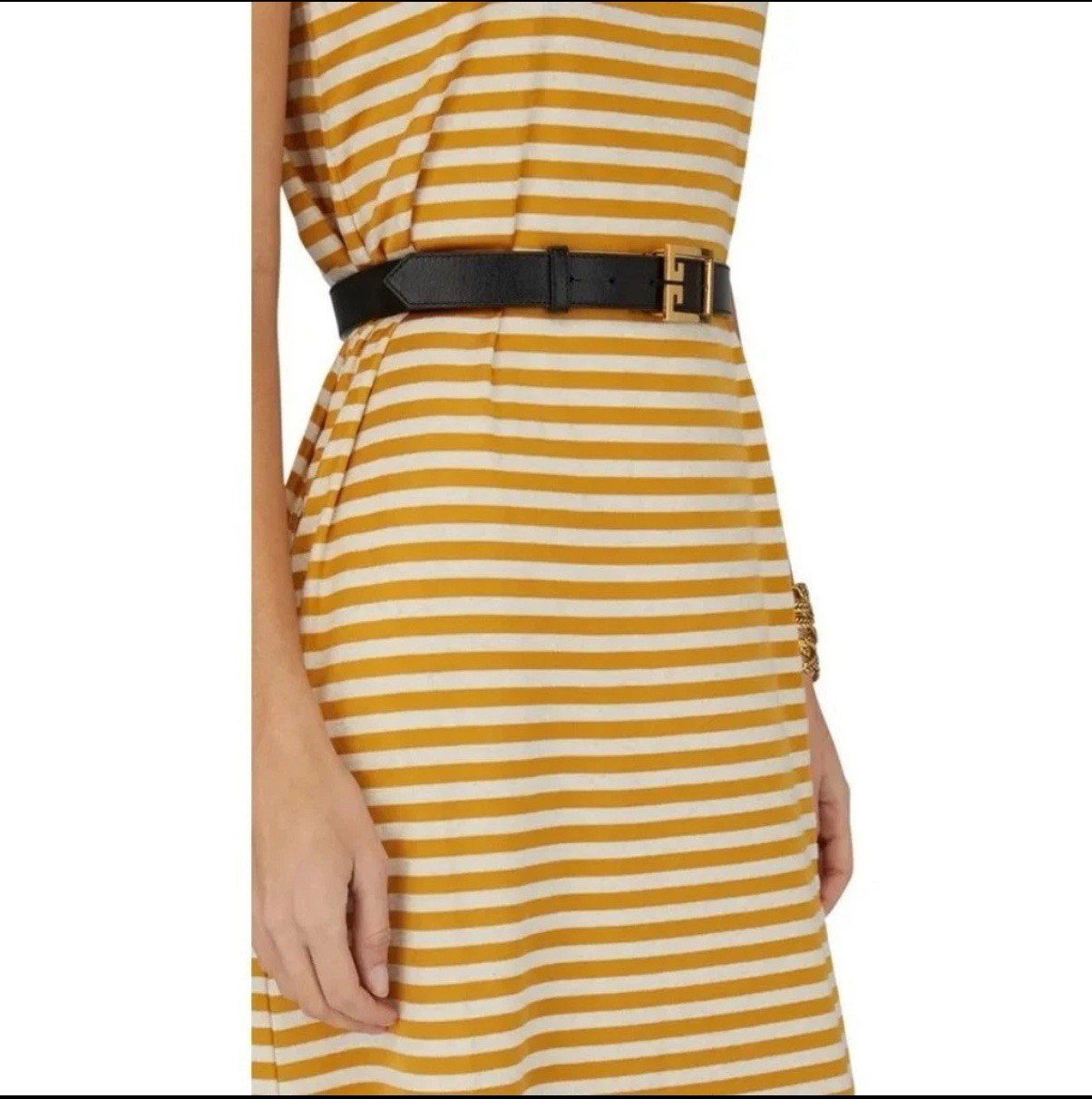 Max Mara Leisure Cina Stripe Jersey Maxi Dress in Mustard NWT $275 Size Small