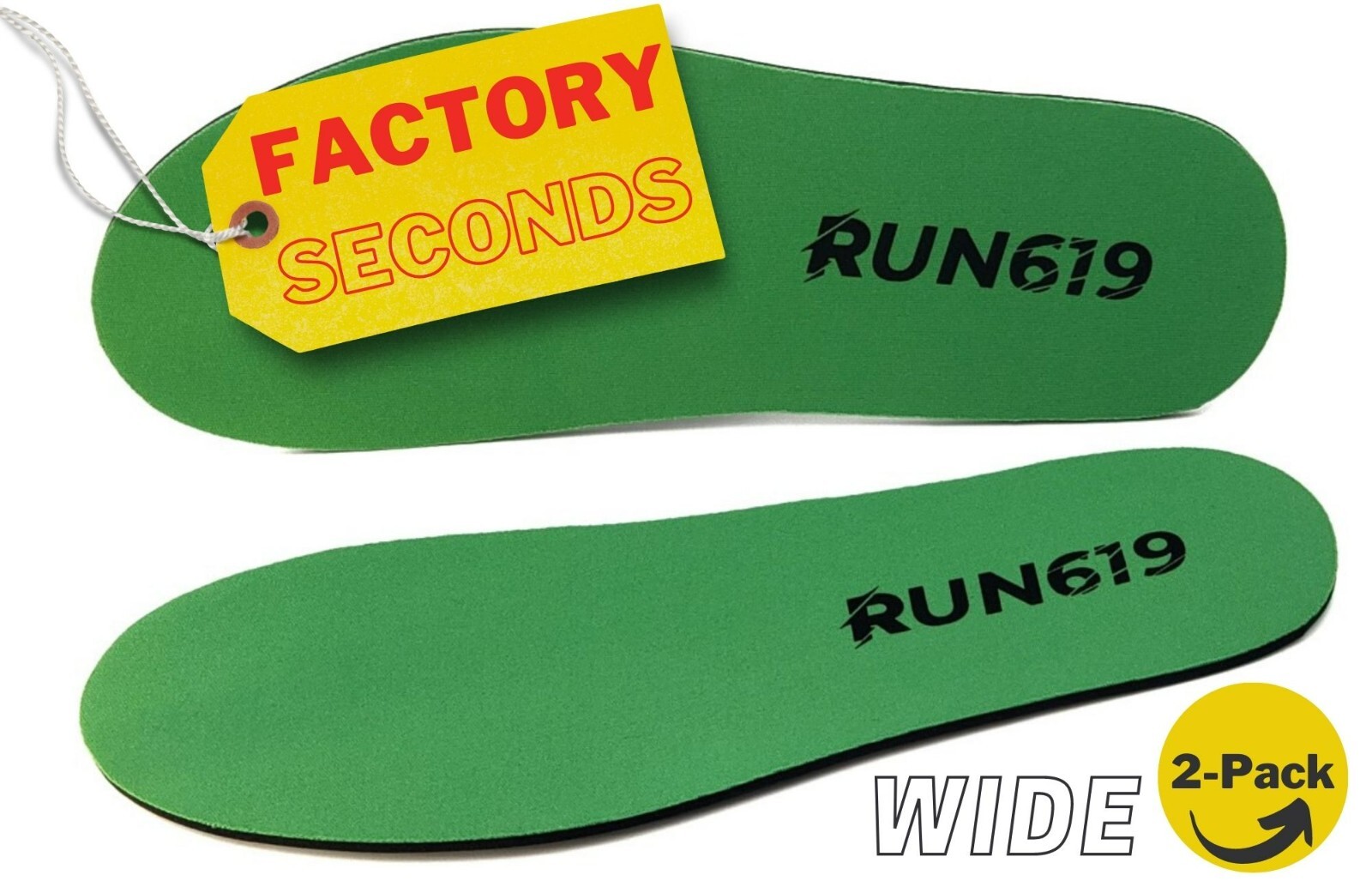(2 Pack) RUN 619 WIDE Shoe Insoles – Manufacturer Cosmetic Blemish / THIN