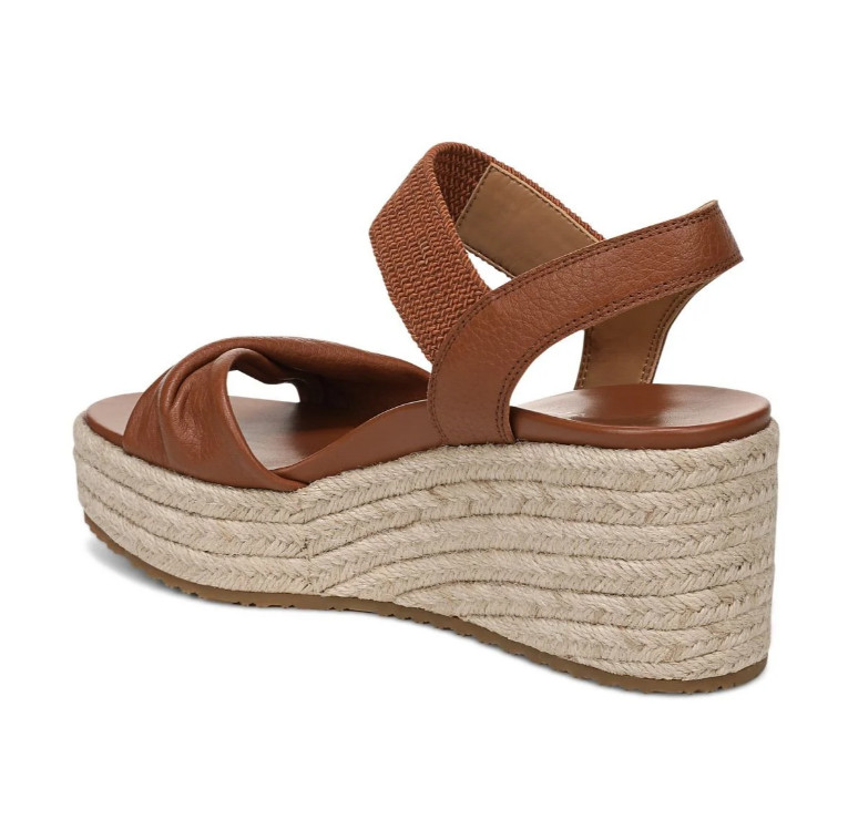 Vionic’s Darla Espadrille Wedge Sandal, Tan Leather