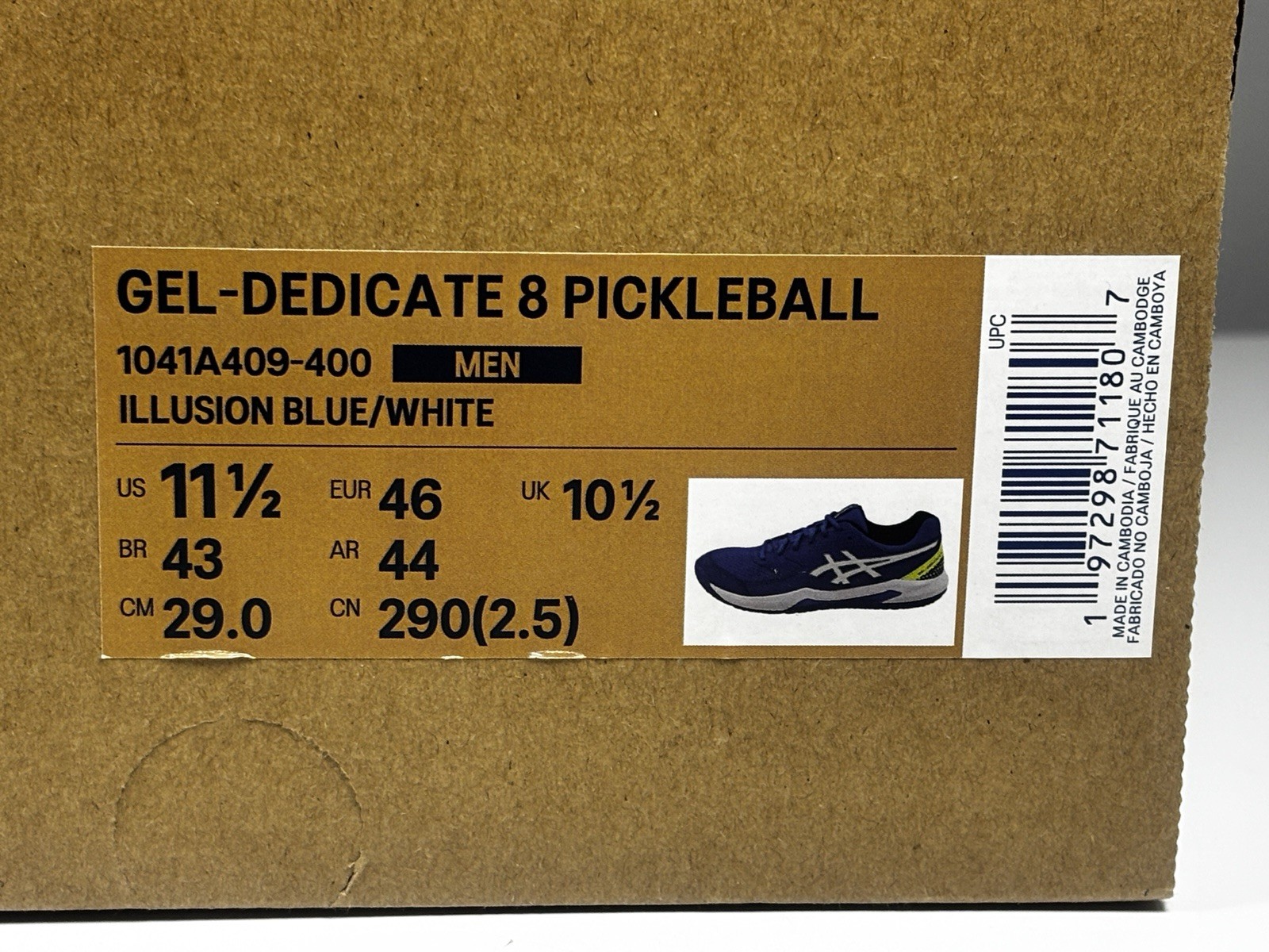 Asics Gel Dedicate 8 Pickleball Tennis Shoes Illusion Blue Sz 11.5 1041A409-400