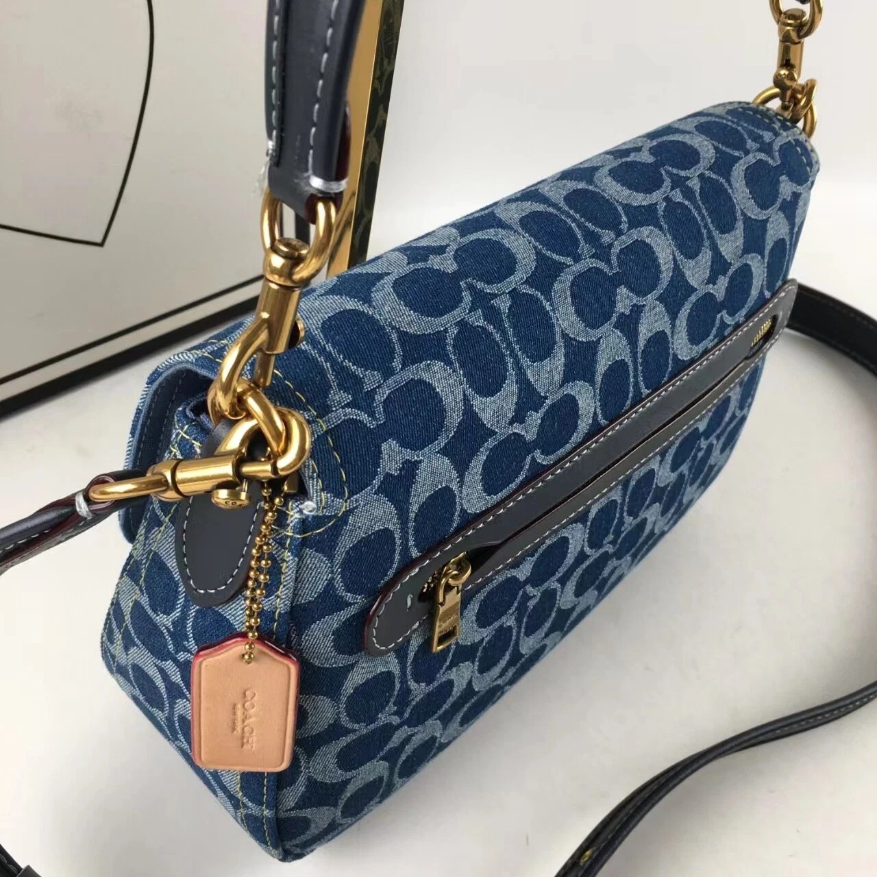 Model Number CA105 Soft Tabby Shoulder Signature Denim Leather Blue Outlet