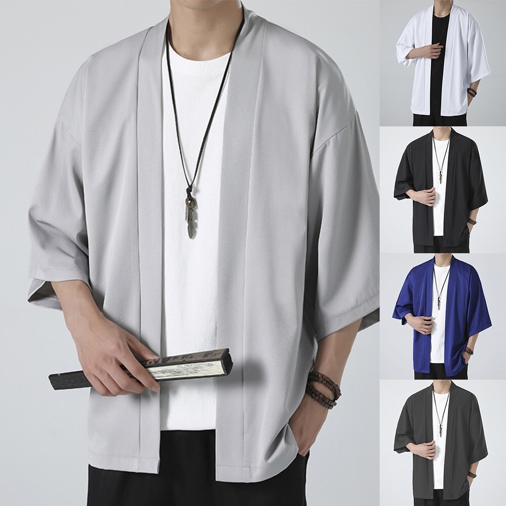 Comfy Fashion Shirt Jacket Yukata 3/4 Sleeve Cardigan Coat Japanese Kimono
