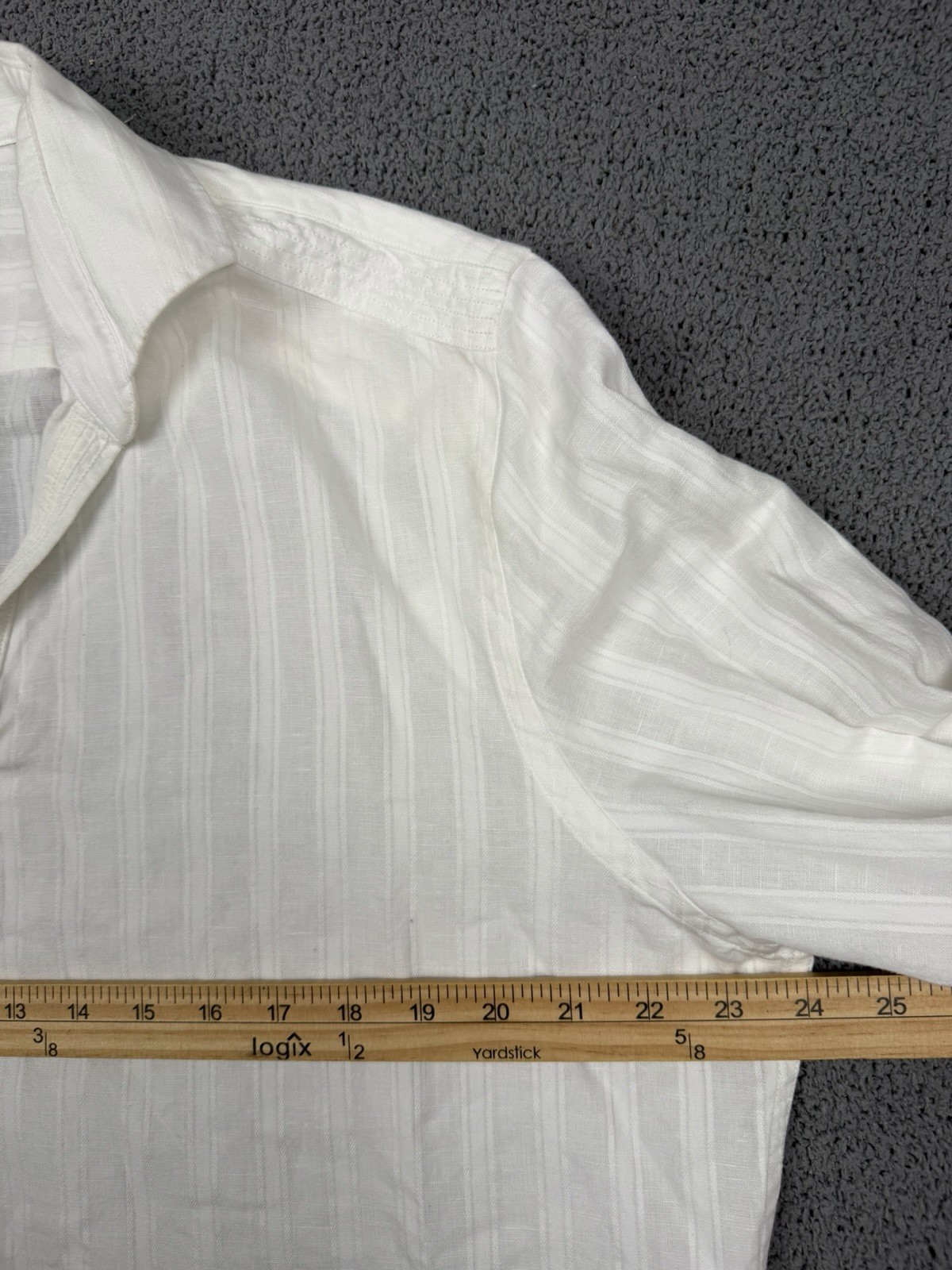 Murano Baird McNutt Shirt Mens L White Linen Blend Popover Buttonless Collar