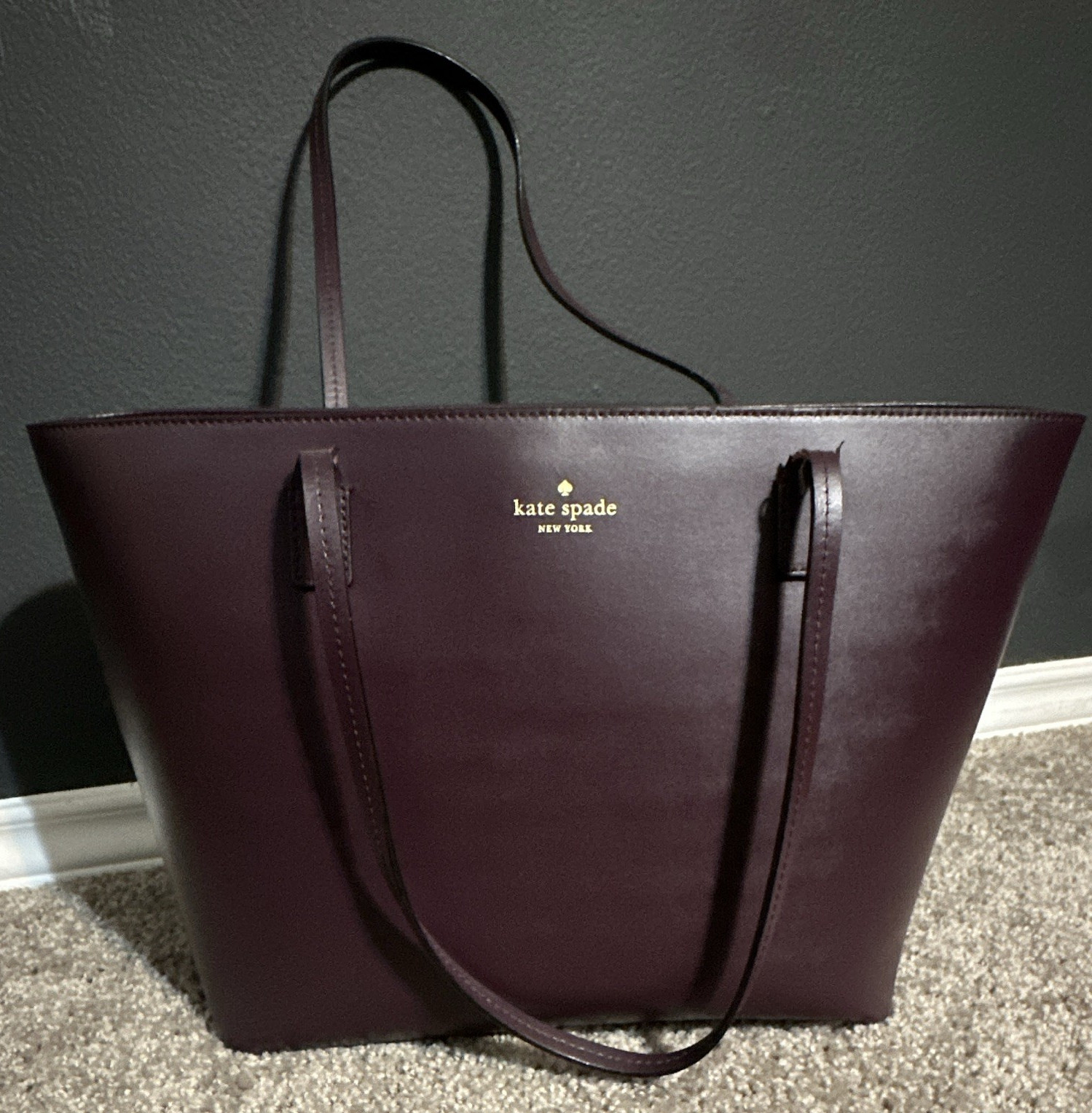 kate spade new york Burgundy Tote Zip Top Gold Hardware Wristlet Coin Purse
