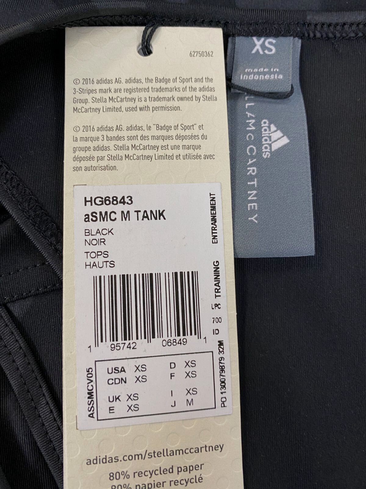 $85 Adidas by Stella McCartney Women’s Black Maternity Tank Top Size XS