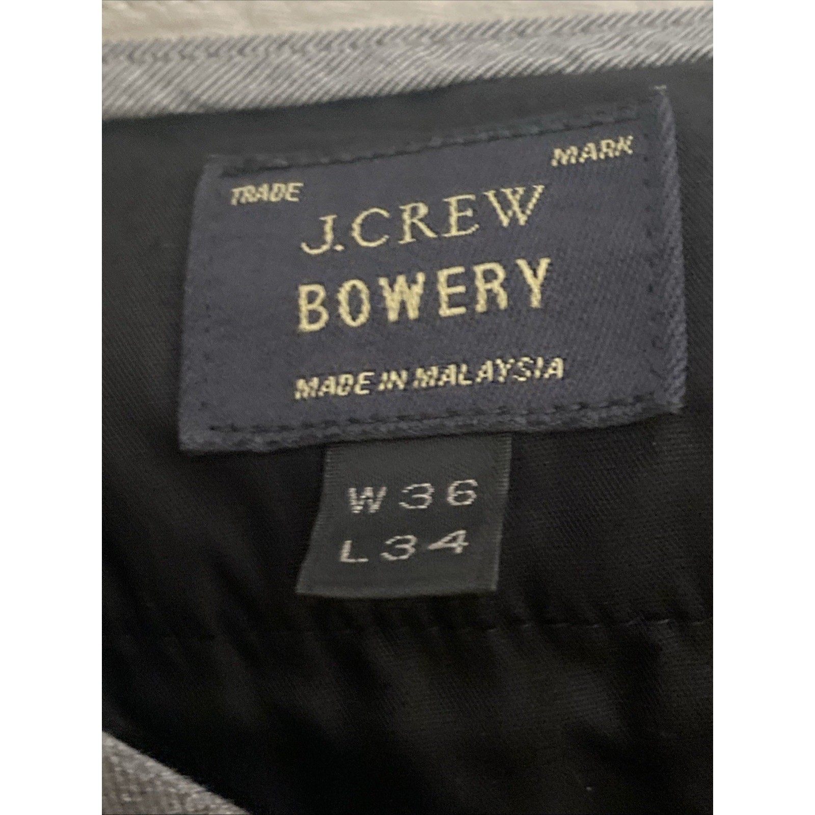 J. Crew Bowery Pants Mens 36×34 Gray Classic Fit Flat Front 100% Cotton