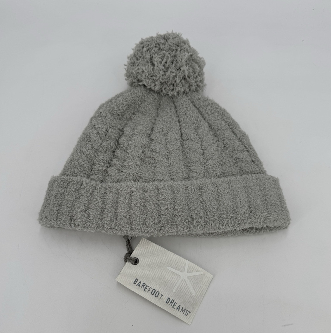 Barefoot Dreams Cozy Chic Pom Pom Beanie Sea Spray Blue NWT $55 Soft Plush Cozy