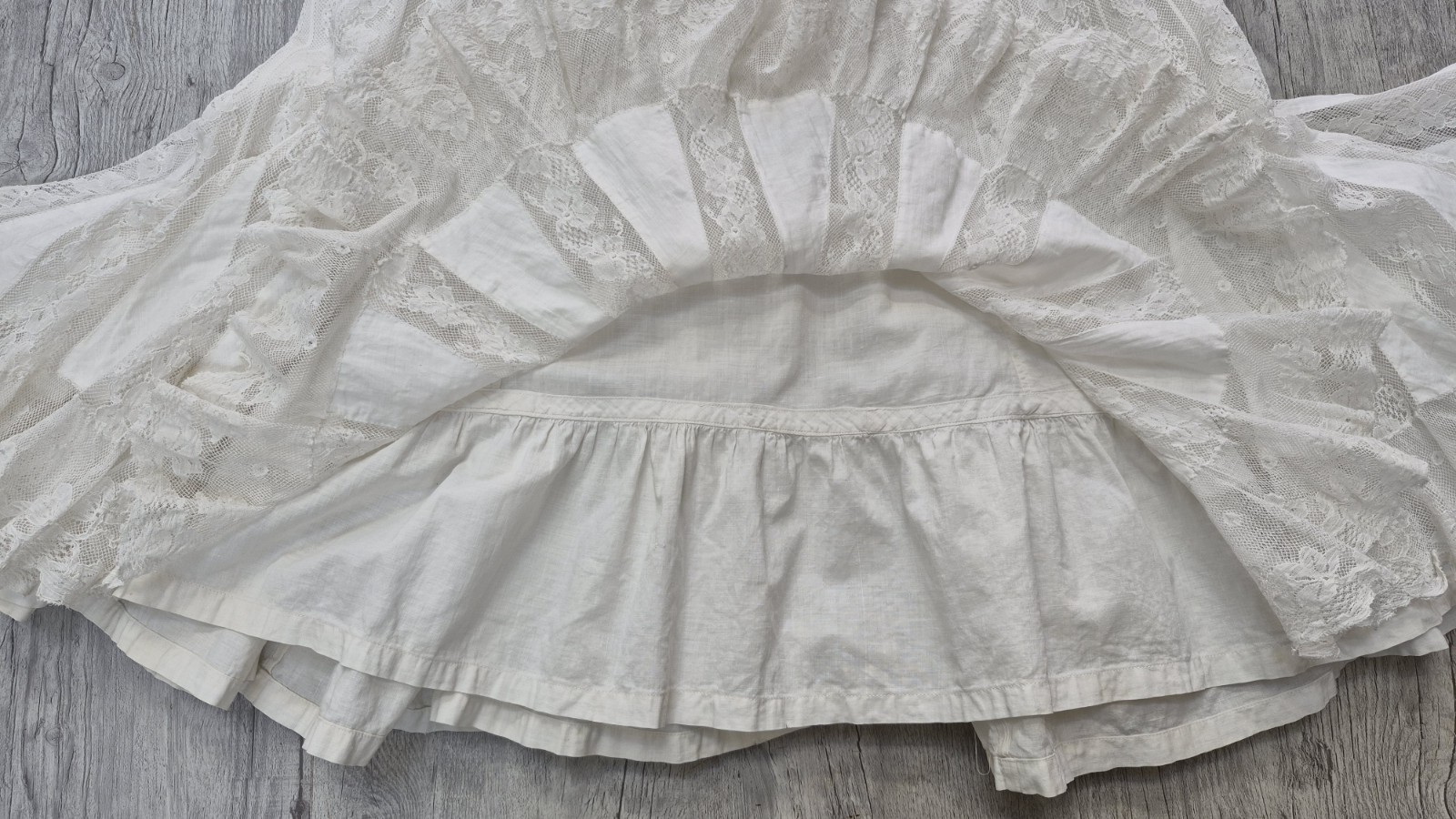 Antique 1900’s White Cotton & Lace Princess Petticoat Slip Dress – Size XXS