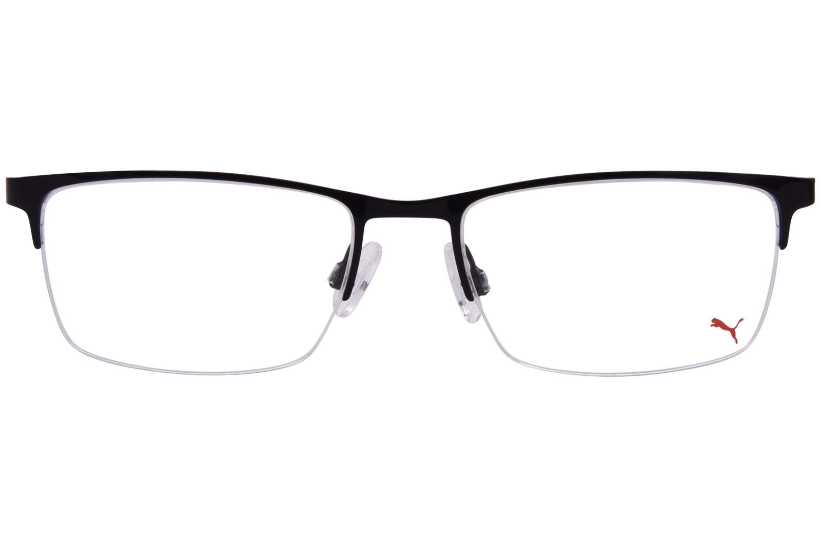 Puma PU0028O 005 Eyeglasses Frame Men’s Black Semi Rim Rectangle Shape 56mm