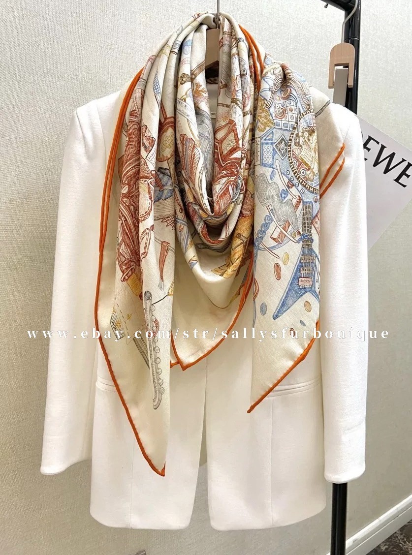 2026 Sallys 70% Cashmere 30% Silk Wrap Scarf Future Print Double Face Shawl 53″