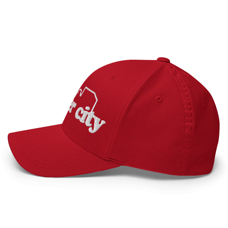 Speaker City Logo Red Closed Back Structured Cap Sizes S/M L/XL