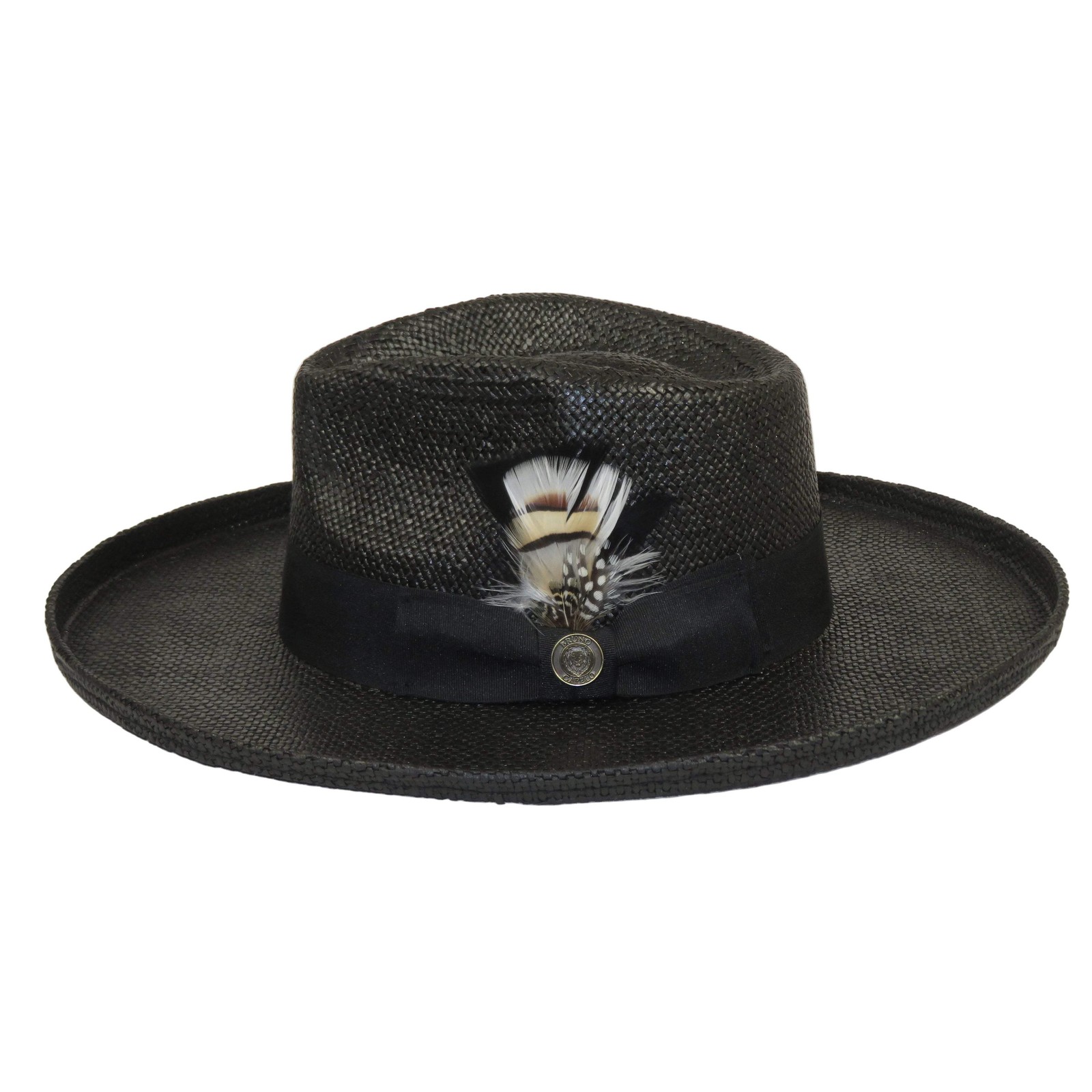 Men’s Bruno Capelo Genuine Straw Hat Wide Brim Pencil Curl COLONIAL CO-Black