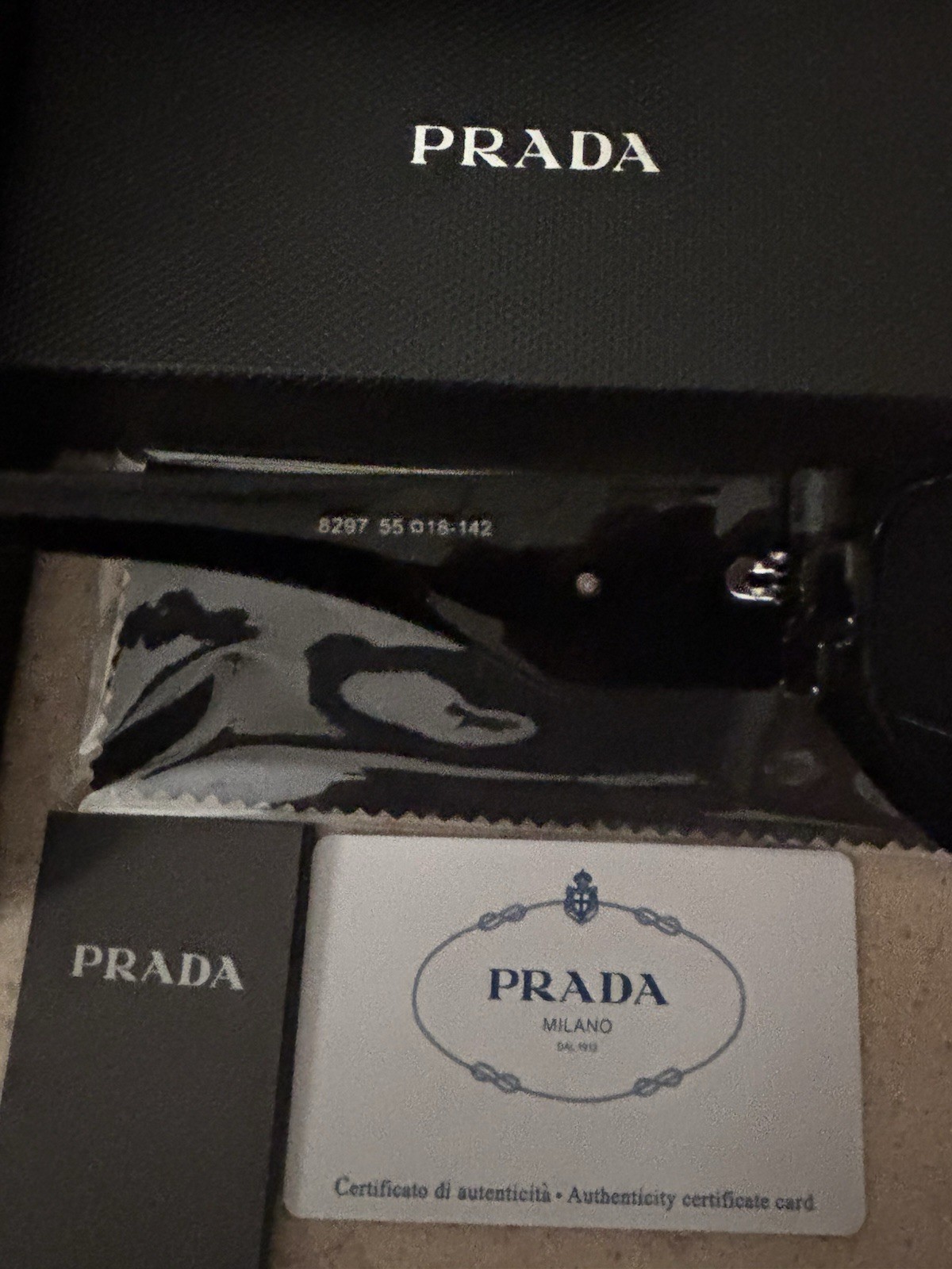 PRADA 8297 Rectangle Designer Sunglasses Black Frame & Lens UV400 Fashion Women
