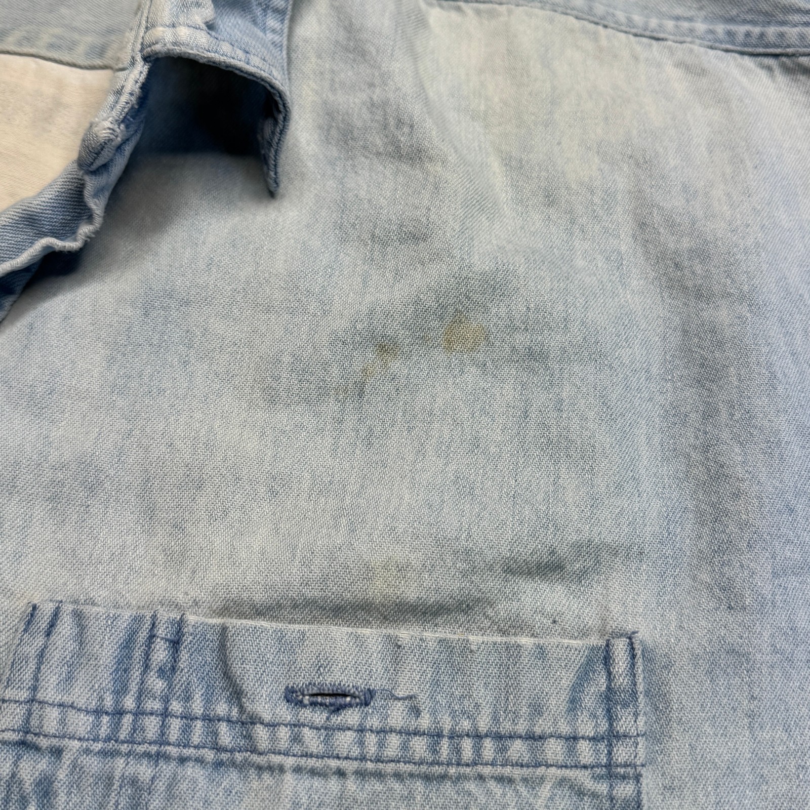 Harley-Davidson Denim Shirt Blue Motorcycle Biker Graphic Button Down Distressed