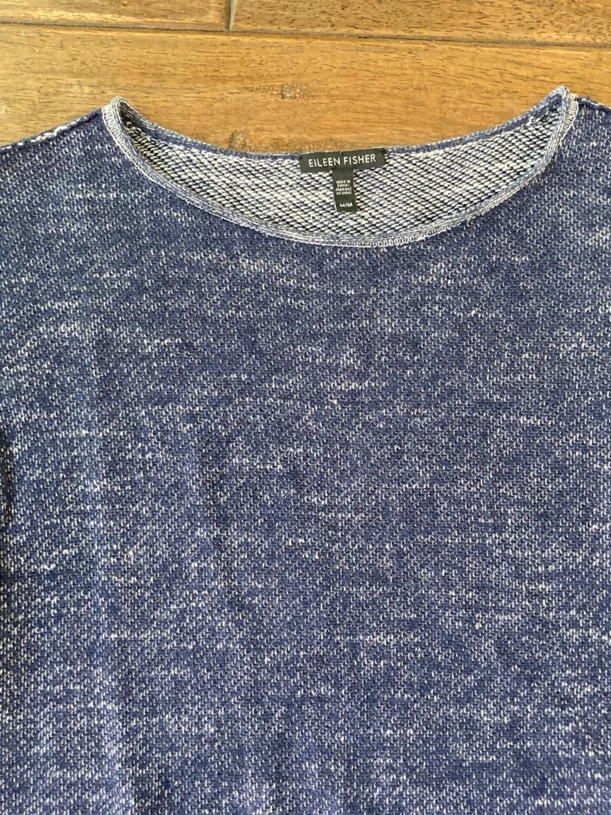Eileen Fisher Womens Medium Marled Blue Knit Top Neutral Minimalist Relaxed