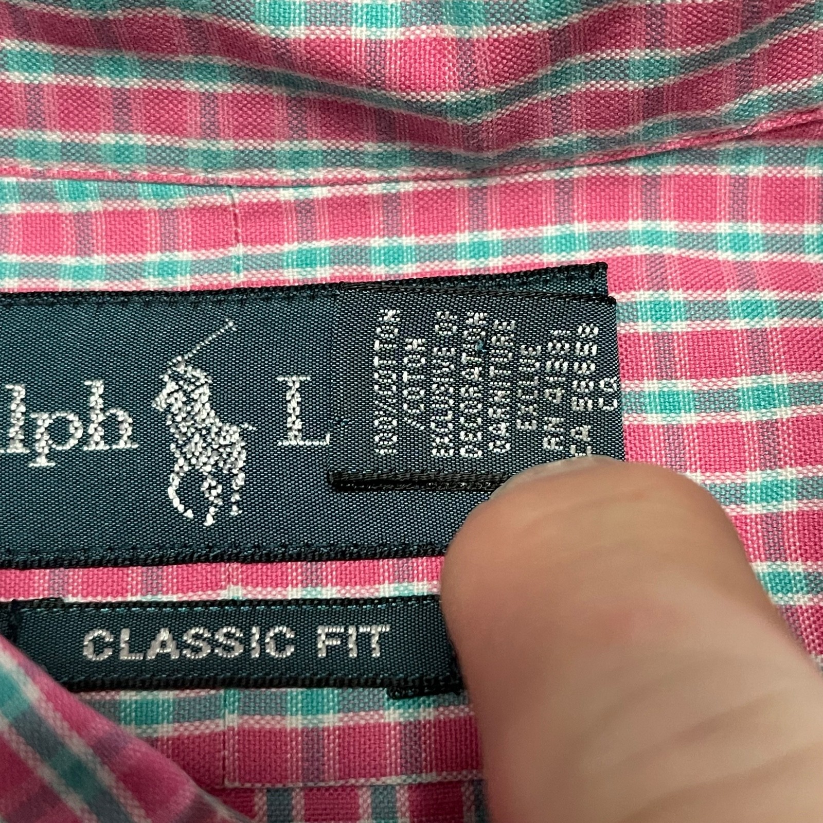 Polo Ralph Lauren Men’s 16.5 34/35 Pink Plaid L/S Oxford Classic Fit Pony