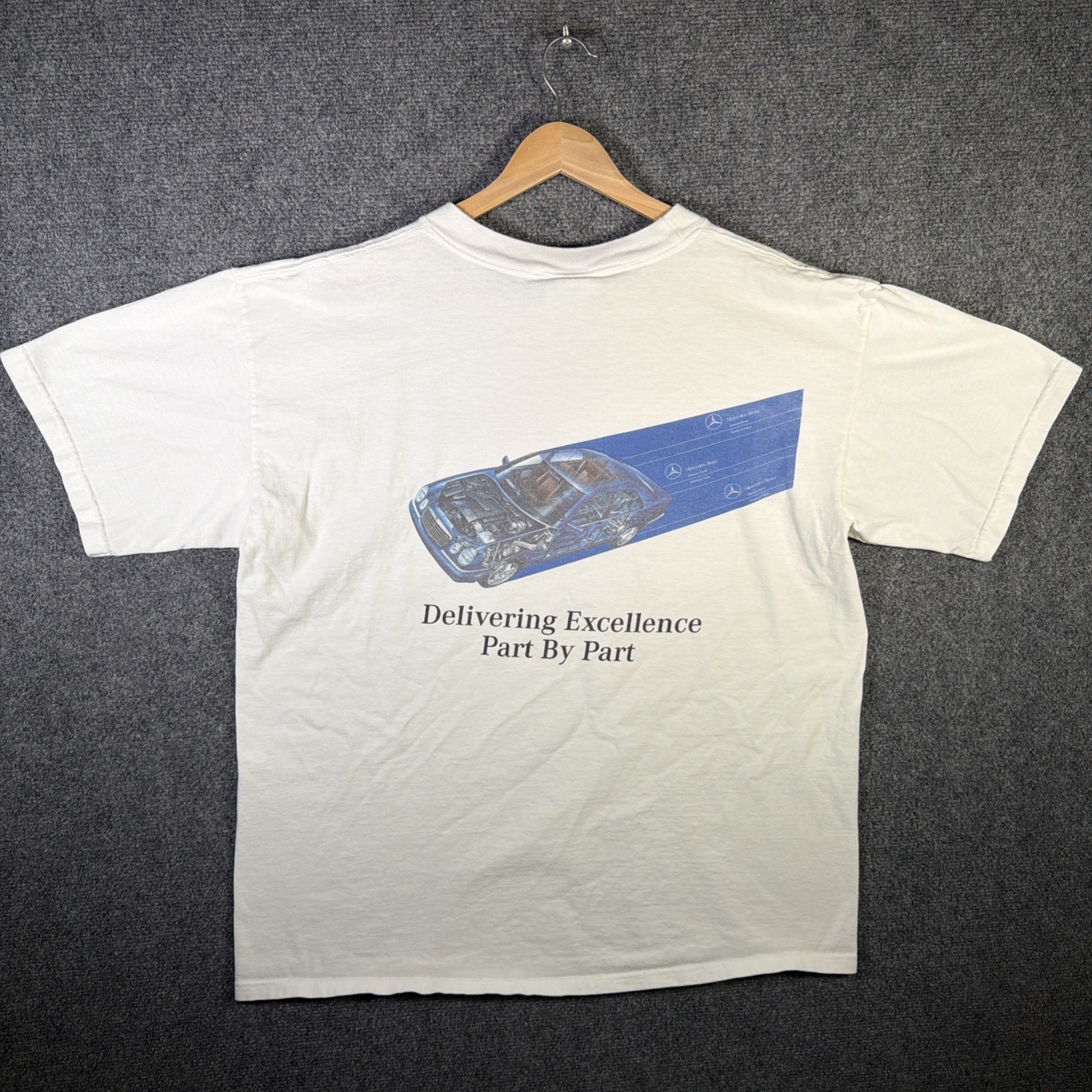 Vintage Mercedes Benz Shirt Mens XL White 90s Promo Car Brand Luxury Sport Car