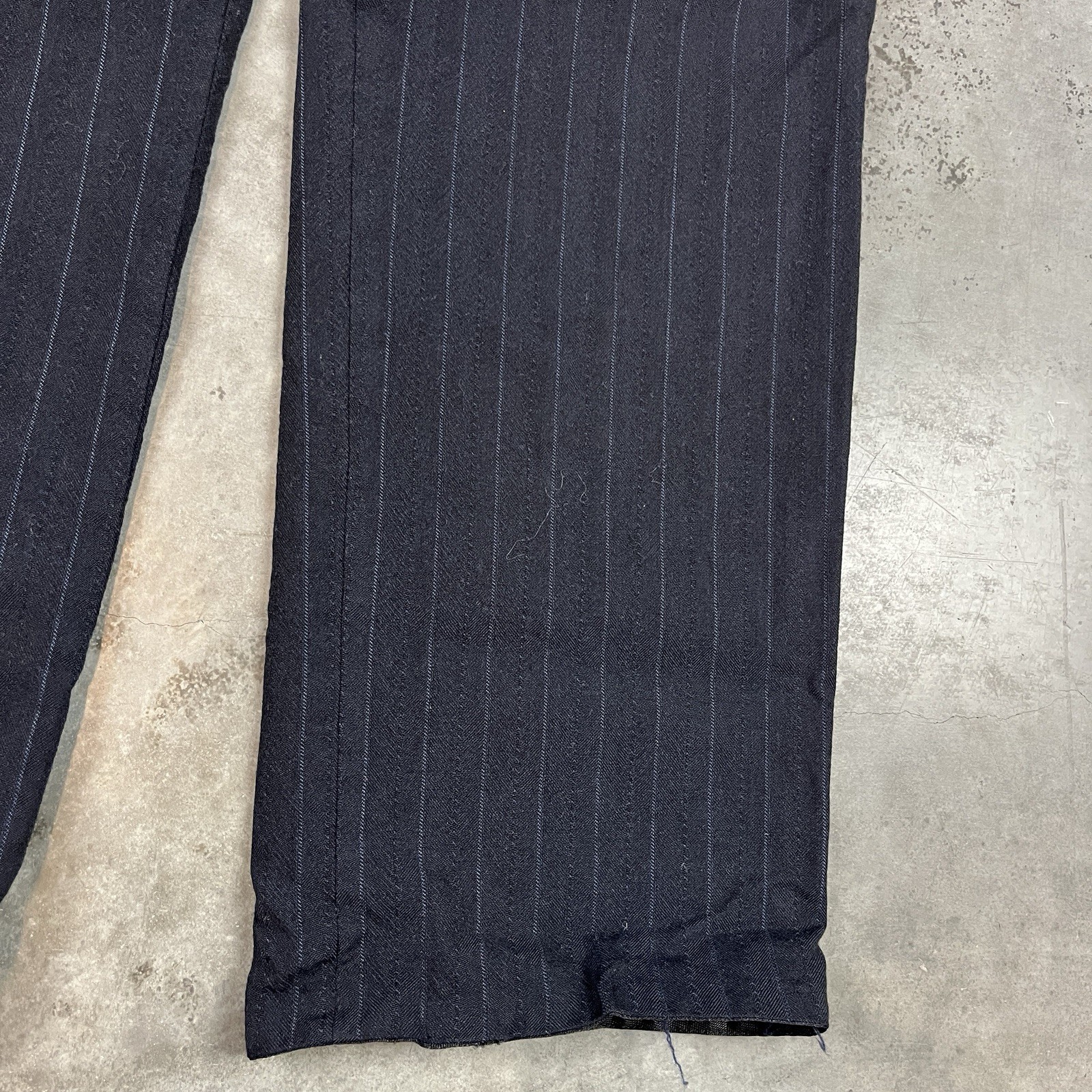 Vintage Wool Blend Pants Mens 32×32 Blue Flaws Distressed Preppy Stripes Preowne