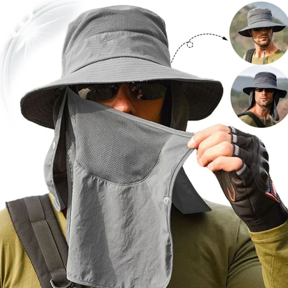 Adjustable Waterproof Wide Brim Sun Hat UV Protection Fishing Bucket Boonie Cap