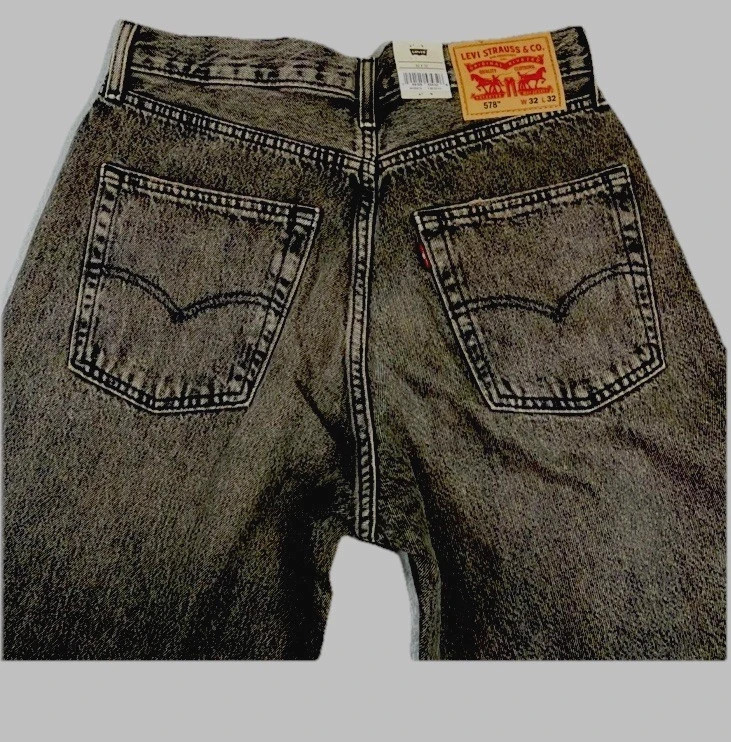 Levi’s 578 Baggy Denim Jeans Mens 34 X 32 Y2K Cotton Black Gray A4750-0029 Nwt