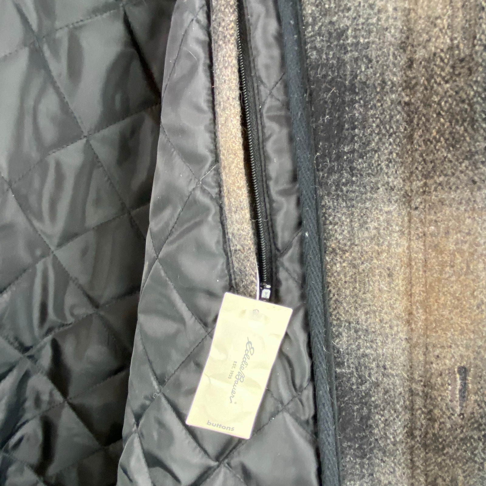 Eddie Bauer Wool Plaid Jacket Size L Quilted Lining Barn Chore New Without Tag