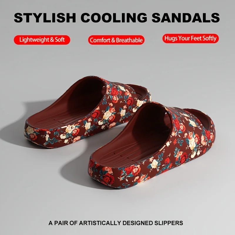 Cloud Slippers Floral Slide Sandals EVA Soft Indoor Outdoor Unisex Shoes