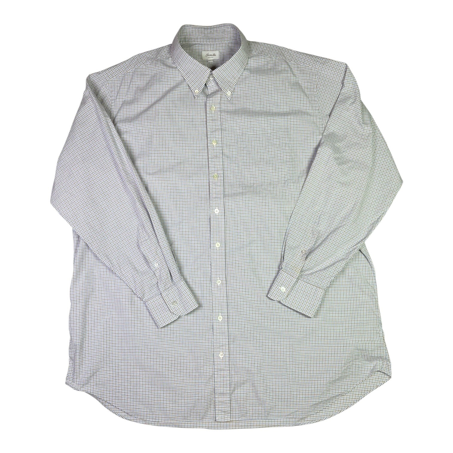 Hamilton Men’s Shirt apprx. 52 Button-Down Shirt Plaid Pocket March 18
